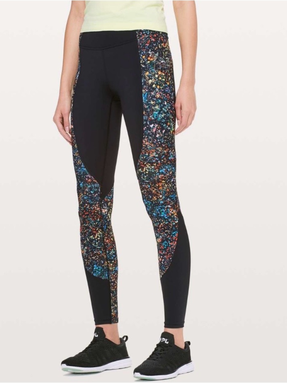lululemon athletica Black Leggings with Multicolor Speckled Side Panels
